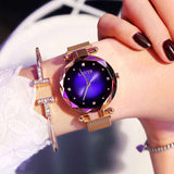 Rose Gold Women Watches Fashion Diamond Ladies Starry Sky Magnet Watch Waterproof Female Wristwatch - TheOutlet™