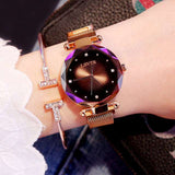 Rose Gold Women Watches Fashion Diamond Ladies Starry Sky Magnet Watch Waterproof Female Wristwatch - TheOutlet™