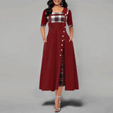 Plaid Button Maxi Dress TheOutlet™