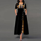 Plaid Button Maxi Dress TheOutlet™