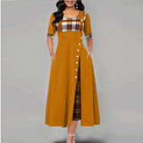 Plaid Button Maxi Dress TheOutlet™